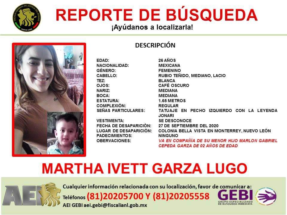 Reportan Desaparición De Madre E Hijo En Monterrey Nl Círculo Informativo Noticias 7494