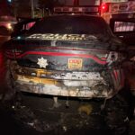 Incendio en patrulla moviliza a cuerpos de auxilio en el centro de Monterrey