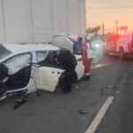 Accidente en carretera a Laredo deja tres lesionados y afecta la vialidad en Apodaca